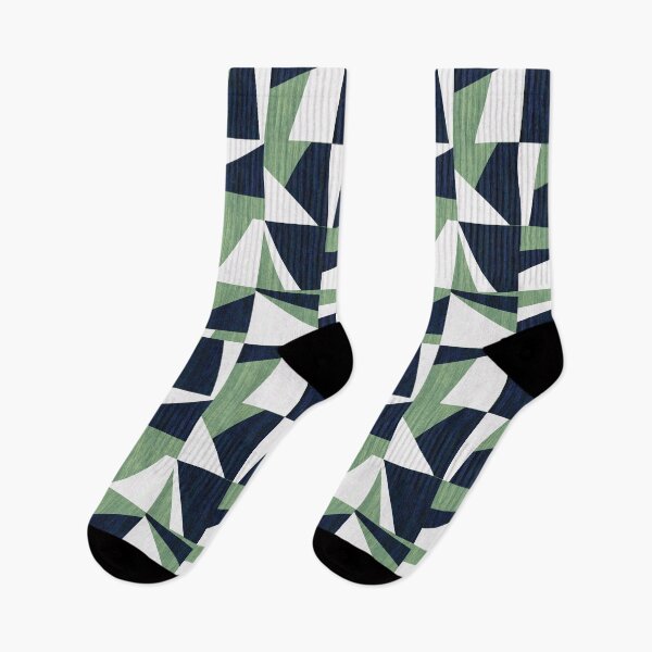 Item preview, Retro Abstract Geometric Squares - Green, Black & White designed and sold by Sarah Thorpe Designs .
