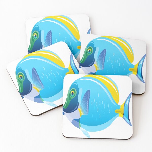 Item preview, yellow fin blue aquarium fish eyes wide in surprise designed and sold by KonnerLittle78.