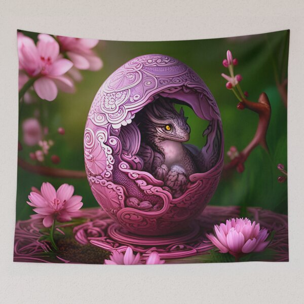 Item preview, Enchanting Emergence: Dragon in a Pink Egg Fantasy Art designed and sold by CraftyAnimal.
