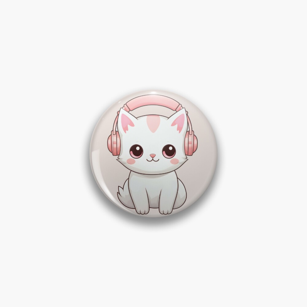 Cute Heart With Rainbow Headphones Listening to Music Kawaii Style