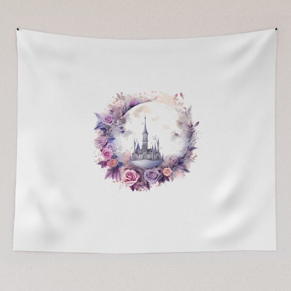 Item preview, Enchanting Floral Moon Castle Motif Illustration, Celestial Magic designed and sold by ShreyaaArts.