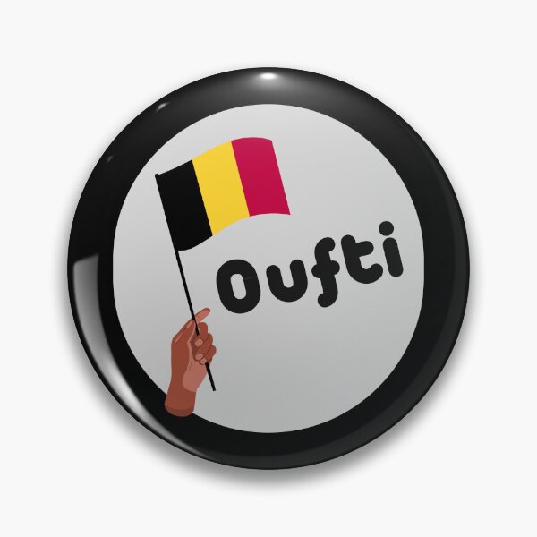 Item preview, Phew! Belgian expression of Liege with a Belgian flag in the shape of a round black yellow red designed and sold by PausePapote.