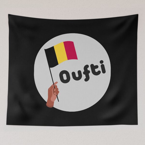 Item preview, Phew! Belgian expression of Liege with a Belgian flag in the shape of a round black yellow red designed and sold by PausePapote.