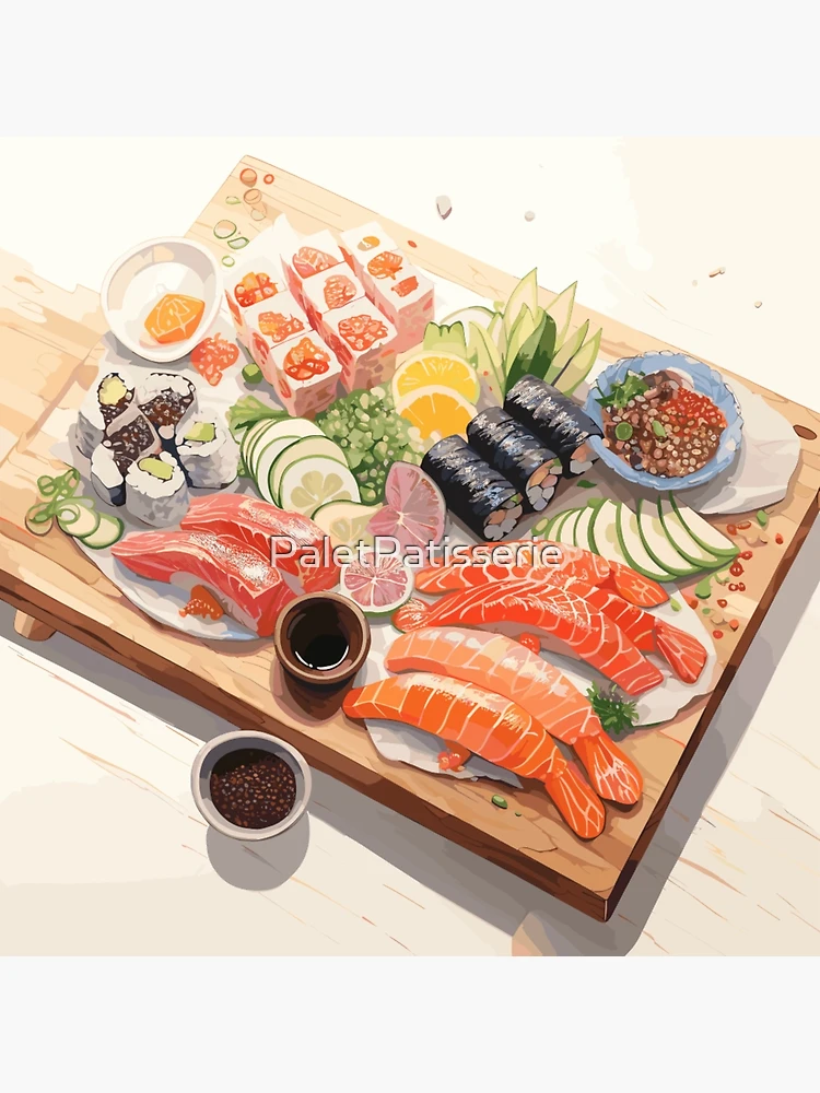 Sushi Gift Women Red Lips Gift Men Raw Fish Japanese Sushi | Art Board Print