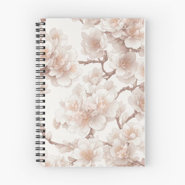 Item preview, White cherry blossoms illustrated background designed and sold by ArtyBuys.