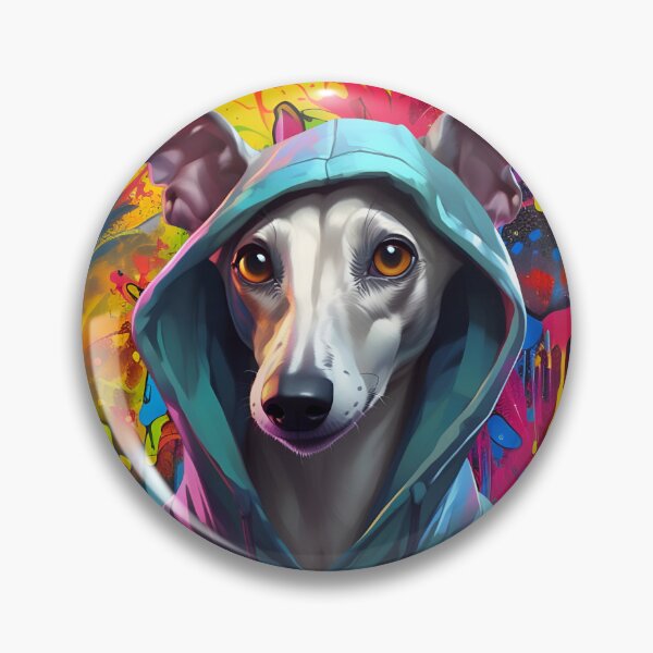 Item preview, Whippet in a Hoodie Graffiti Artist Portrait designed and sold by Ameiva-Apparel.