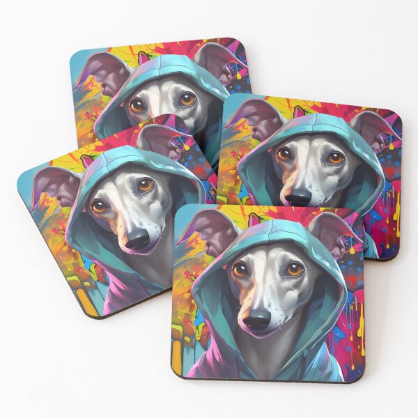 Item preview, Whippet in a Hoodie Graffiti Artist Portrait designed and sold by Ameiva-Apparel.