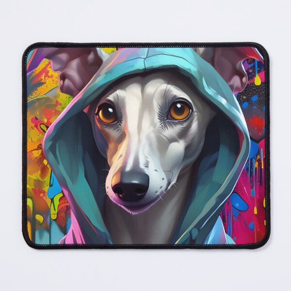 Item preview, Whippet in a Hoodie Graffiti Artist Portrait designed and sold by Ameiva-Apparel.