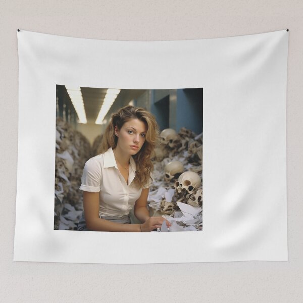 Item preview, Forensic Female Odontologist Analyzing Skulls of Medical and Dental Records designed and sold by TheBrainArt.