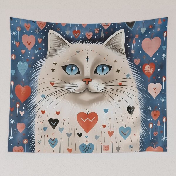 Item preview, Whimsical Ragdoll Cat with Hearts designed and sold by ragdollmania.