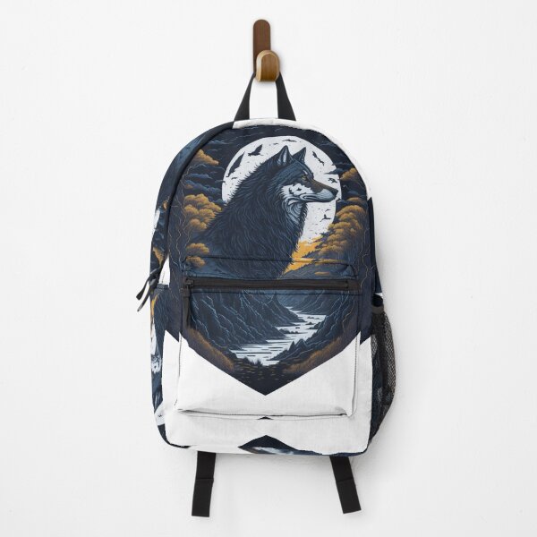 Item preview, Wolf in the mountains, wolf in full moon night, Wolf face in night landscape designed and sold by GRSDesingsMx.