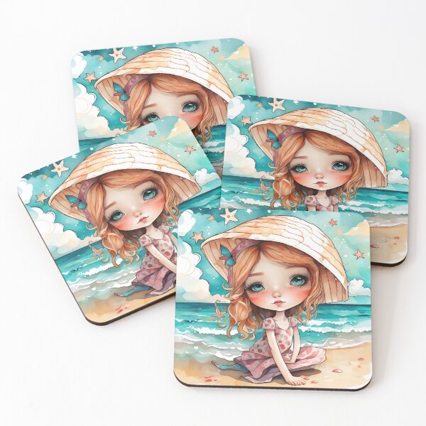 Item preview, Cute girl in a beach designed and sold by StickerDonArt.