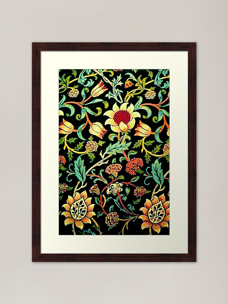 "William Morris Sunflower Floral Wallpaper" Framed Art Print by bragova