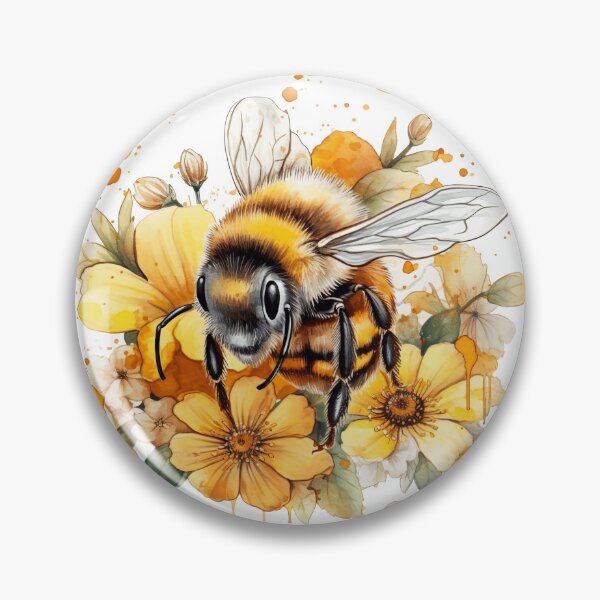 Item preview, Bee On Yellow Flowers Watercolor Floral designed and sold by Magnuna.