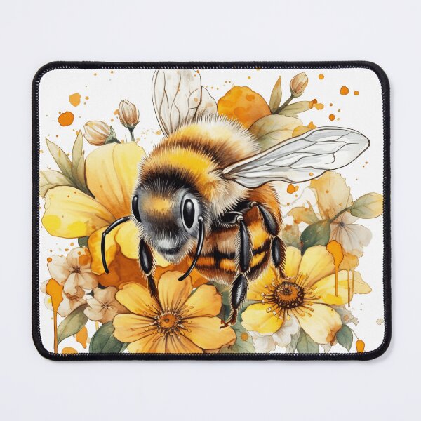 Item preview, Bee On Yellow Flowers Watercolor Floral designed and sold by Magnuna.