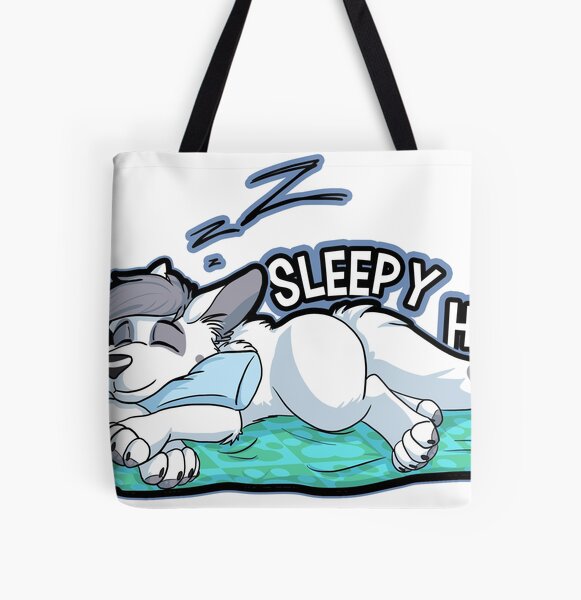 Schlafriger Pelzwolf Snoozing Und Neuladen Stofftasche Von Skylerthewolf Redbubble