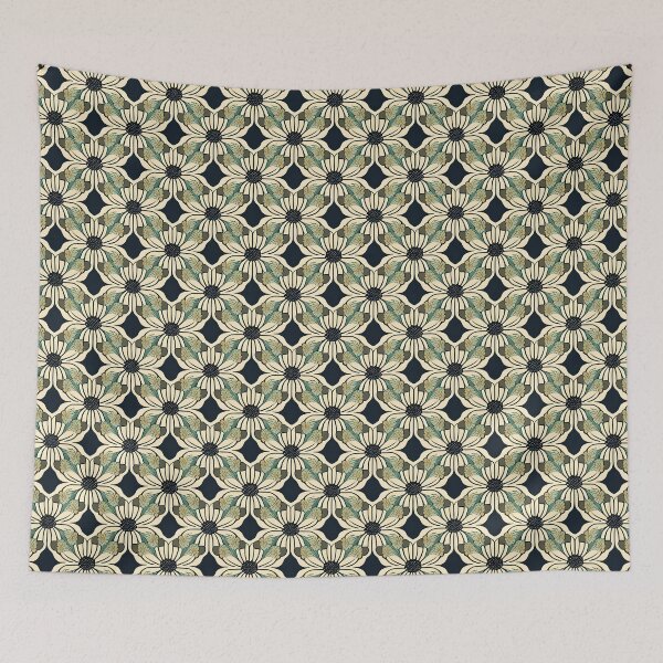 Item preview, Floral Abstraction: Abstract Flower Pattern | Blue, Green, Yellow, Brown, Gray designed and sold by General-Corner.