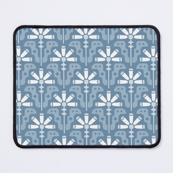 Item preview, KF 0059 F - Retro Vintage Flower Minimalist 70s Modern Geometric Floral Pattern in Blue designed and sold by KhakiFinch.