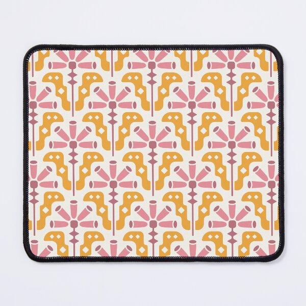 Item preview, KF 0059 H - Retro Vintage Flower Minimalist 70s Modern Geometric Floral Pattern in Pink and Yellow designed and sold by KhakiFinch.