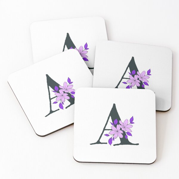 Item preview, Purple floral A monogram designed and sold by Coffee Lifestyle.