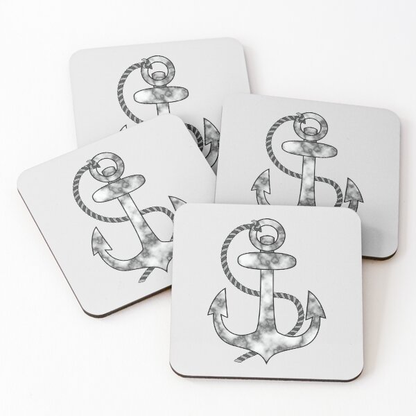 Item preview, White Marble Anchor Nautical Design designed and sold by Isma Saleem.