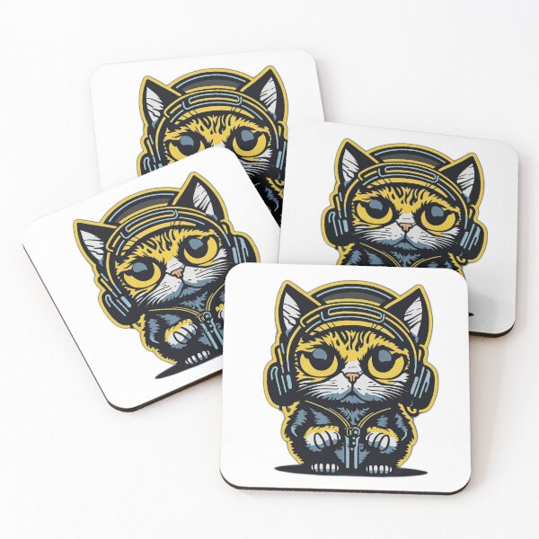 Item preview, Cute cat wearing headphones vector art designed and sold by Cityscape Canvas Co..