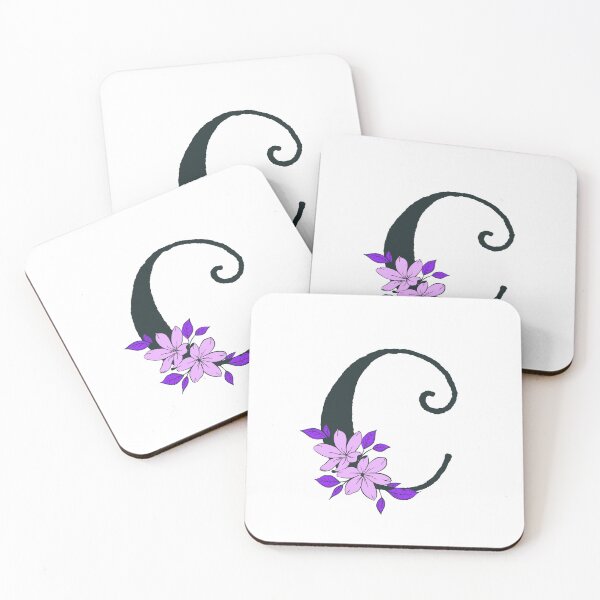 Item preview, Purple floral C monogram designed and sold by Coffee Lifestyle.
