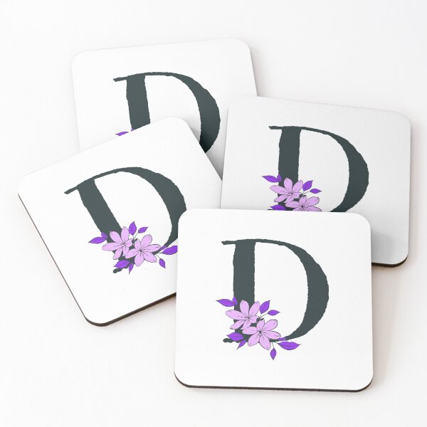 Aperçu de l'œuvre Monogramme D floral violet créée et vendue par Coffee Lifestyle.