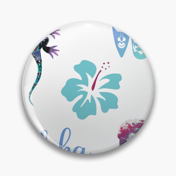 Item preview, aloha surf board ibiscus flower blue surf time  tropical retro designed and sold by DESIGNIRIS.