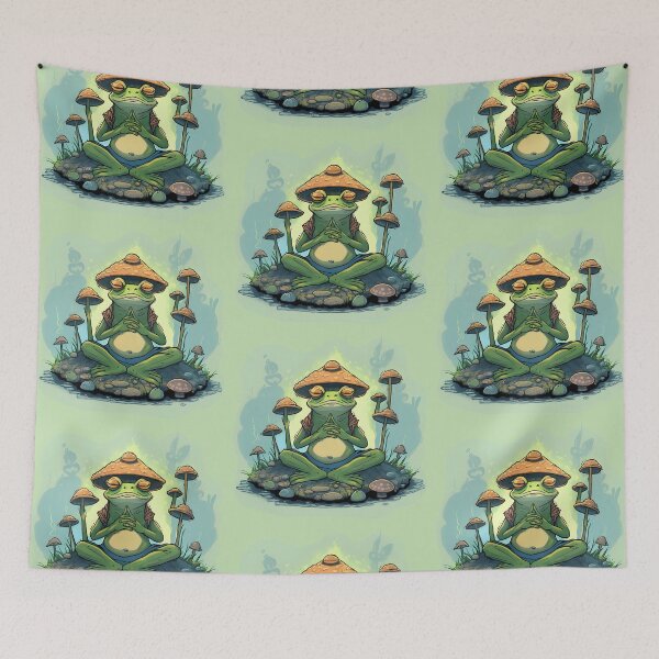 Item preview, A frog meditating in a yoga pose in nature designed and sold by rafo.