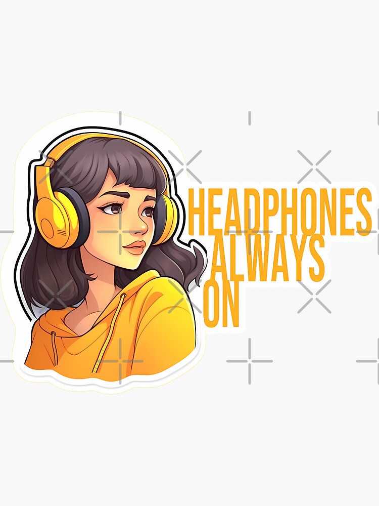 Girl With Headphones Listening To Music Sticker