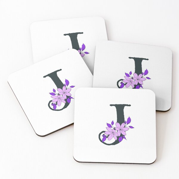 Item preview, Purple floral J monogram designed and sold by Coffee Lifestyle.