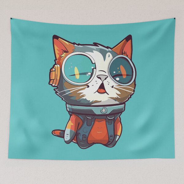 Item preview, Futuristic multicolor cats #21 surprised kitten designed and sold by SOVISART.