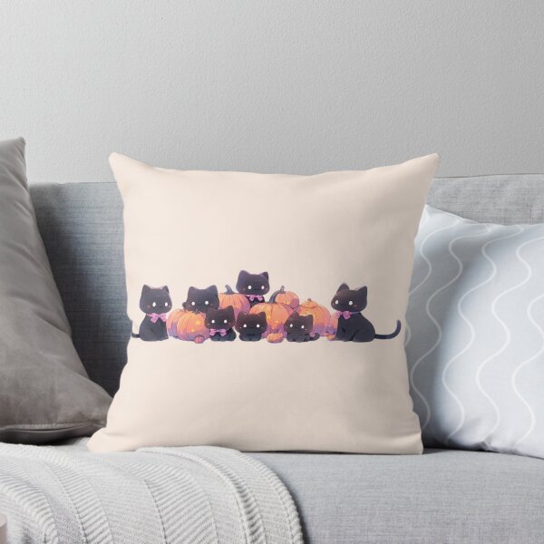 Item preview, Lindos gatos negros y calabazas en tonos pastel kawaii designed and sold by PastelMagic.