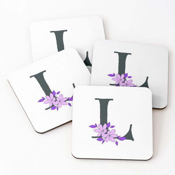 Item preview, Purple floral L monogram designed and sold by Coffee Lifestyle.