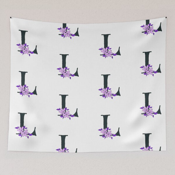 Item preview, Purple floral L monogram designed and sold by Coffee Lifestyle.