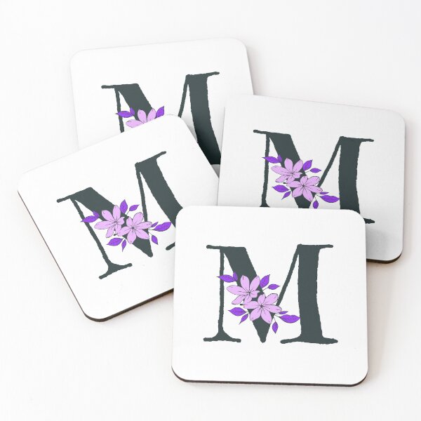 Item preview, Purple floral M monogram designed and sold by Coffee Lifestyle.