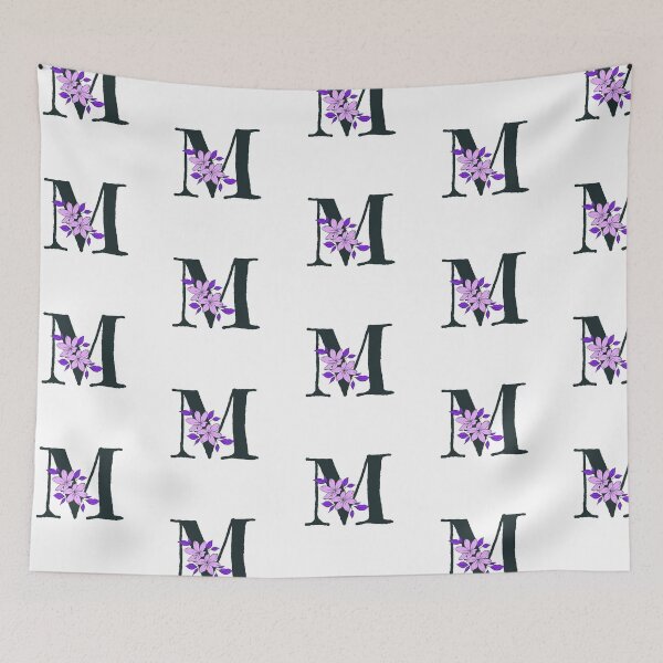 Item preview, Purple floral M monogram designed and sold by Coffee Lifestyle.