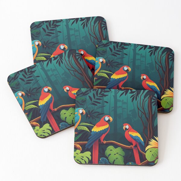 Item preview, Vibrant Wings: Illustration of Colorful Parrots in Captivating Backgrounds designed and sold by Visual Foundry.