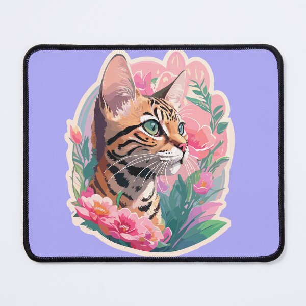 Item preview, Bengale cat with ornament flowers designed and sold by ColourfulTimes.