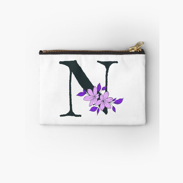 Aperçu de l'œuvre Monogramme N fleuri violet créée et vendue par Coffee Lifestyle.