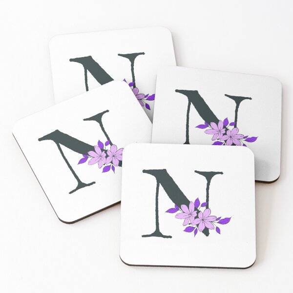 Item preview, Purple floral N monogram designed and sold by Coffee Lifestyle.