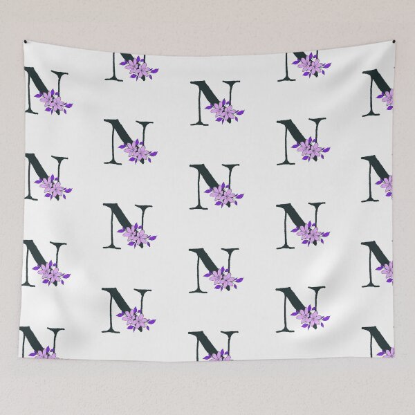 Item preview, Purple floral N monogram designed and sold by Coffee Lifestyle.
