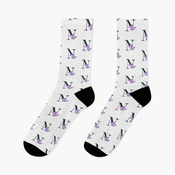Item preview, Purple floral N monogram designed and sold by Coffee Lifestyle.