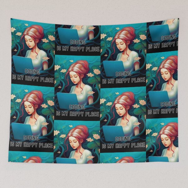 Item preview, Coding Is My Happy Place Female Coder With Red Hair In Jungle designed and sold by heringa.