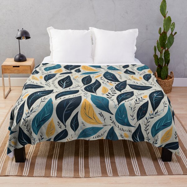 Item preview, Sunlit Foliage: Yellow and Blue Leaf Symphony designed and sold by DigitArtisan.