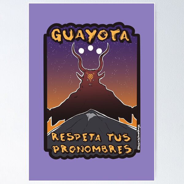 Item preview, Guayota respects your pronouns - Purple background designed and sold by Hecate Kamikaze.
