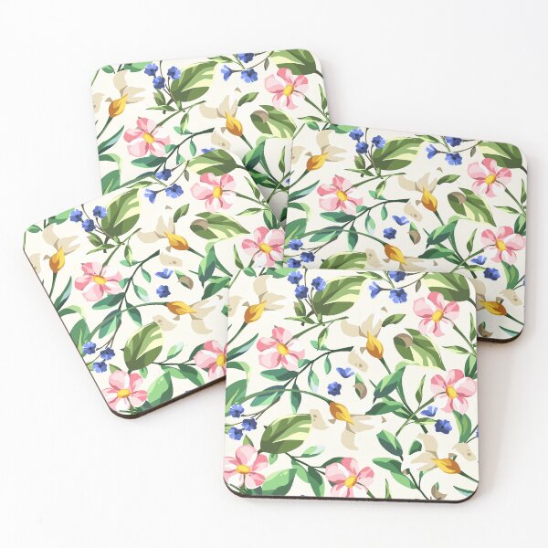 Item preview, Floral pattern with colorful flowers on white designed and sold by Naddya.