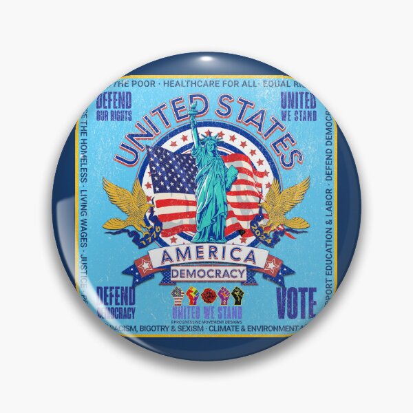 Item preview, PMD00959 Progressive Movement Designs vintage patriotic American Statue of Liberty flag eagle design shows you support democracy progressive goals for Progressives Democrats Independents Liberals designed and sold by ProgressiveLeft.