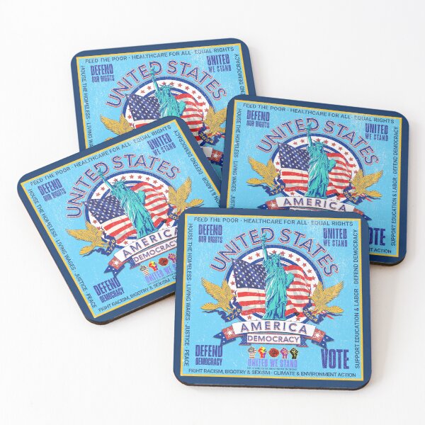 Item preview, PMD00959 Progressive Movement Designs vintage patriotic American Statue of Liberty flag eagle design shows you support democracy progressive goals for Progressives Democrats Independents Liberals designed and sold by ProgressiveLeft.